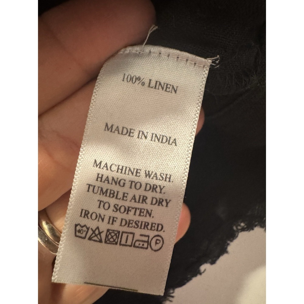 NWT Crown Linen Designs 100% Linen Jacket XL Black Raw Edge Cropped Shacket Boho - Picture 9 of 12